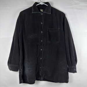L.L. Bean Corduroy Shirt Jacket Women's Small Black Button Up Wide Wale Vintage